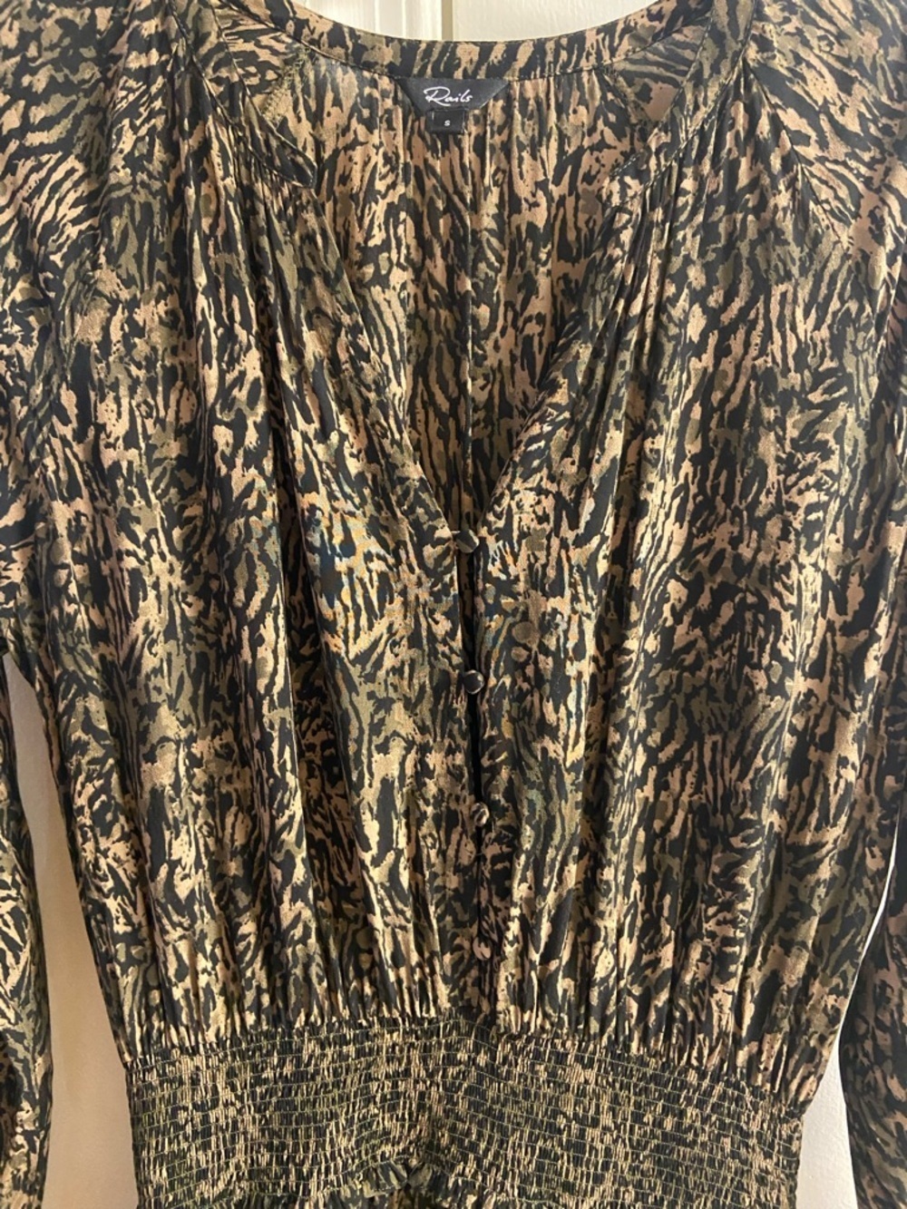 Rails Jasmine olive static smocked waist tiered mini dress Small - Picture 5 of 9